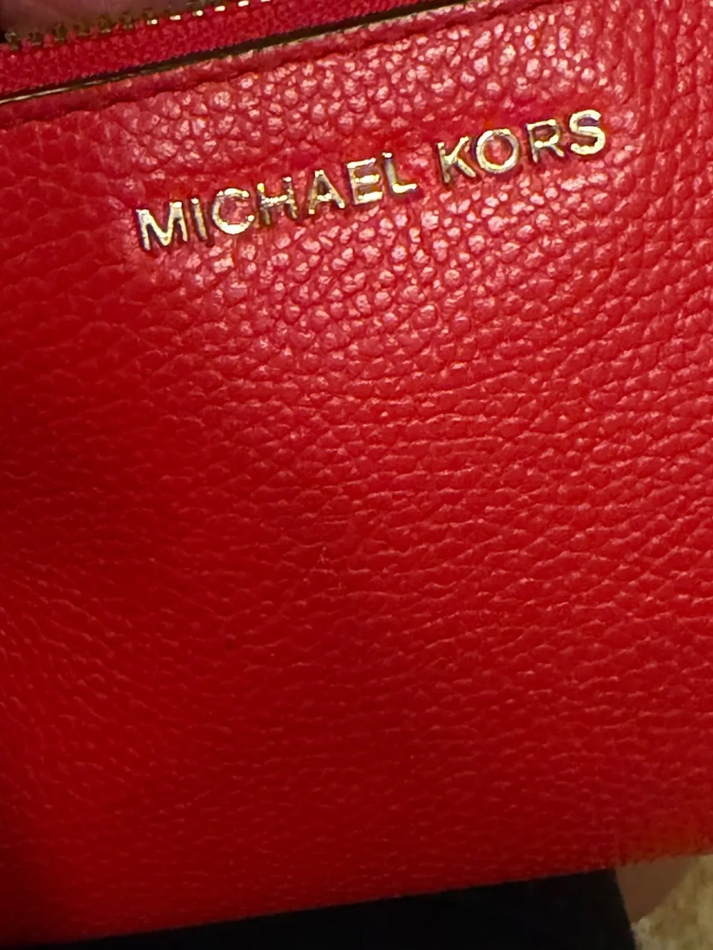 Michael Kors Red Pebbled Leather Double-Zip Wristlet Wallet